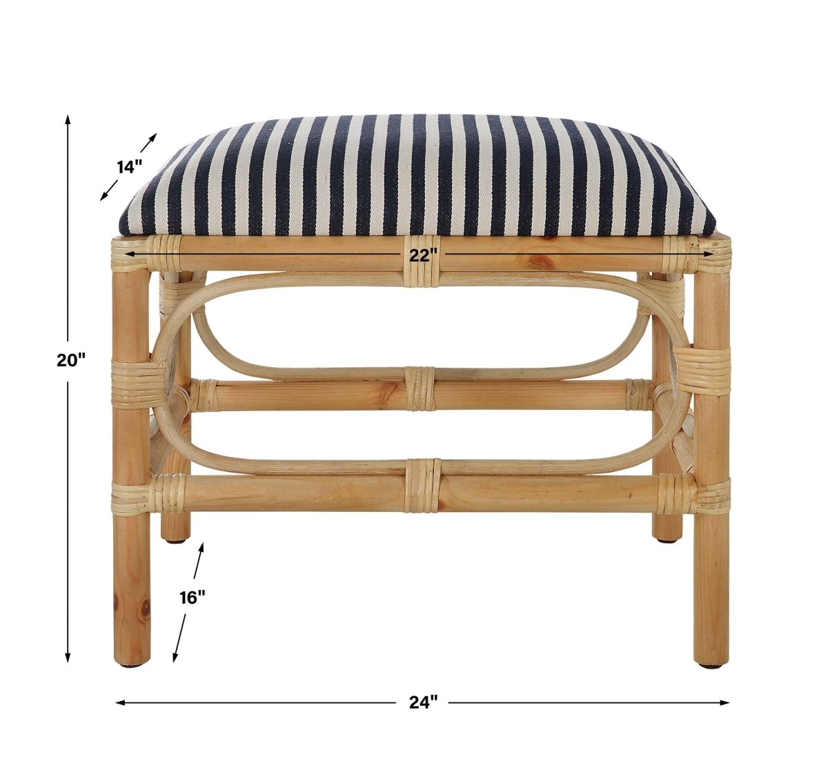 Laguna Small Striped Bench - Uttermost - Vanity Benches by Modest Hut