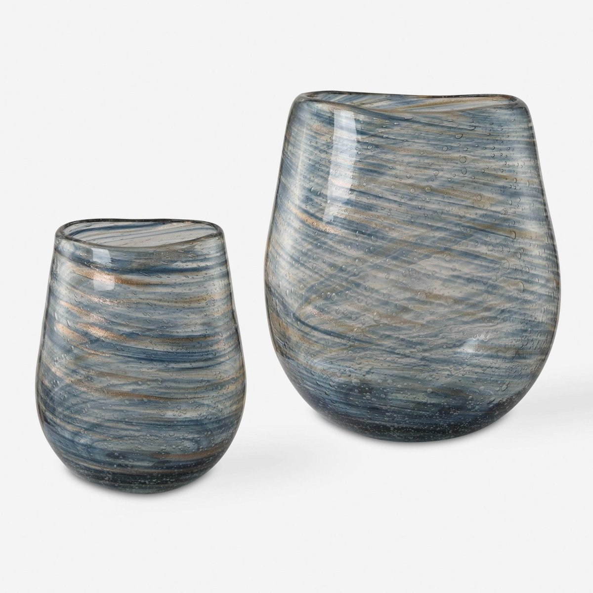 Aurora Swirl Glass Vases, S/2 - Uttermost - Vases by Modest Hut