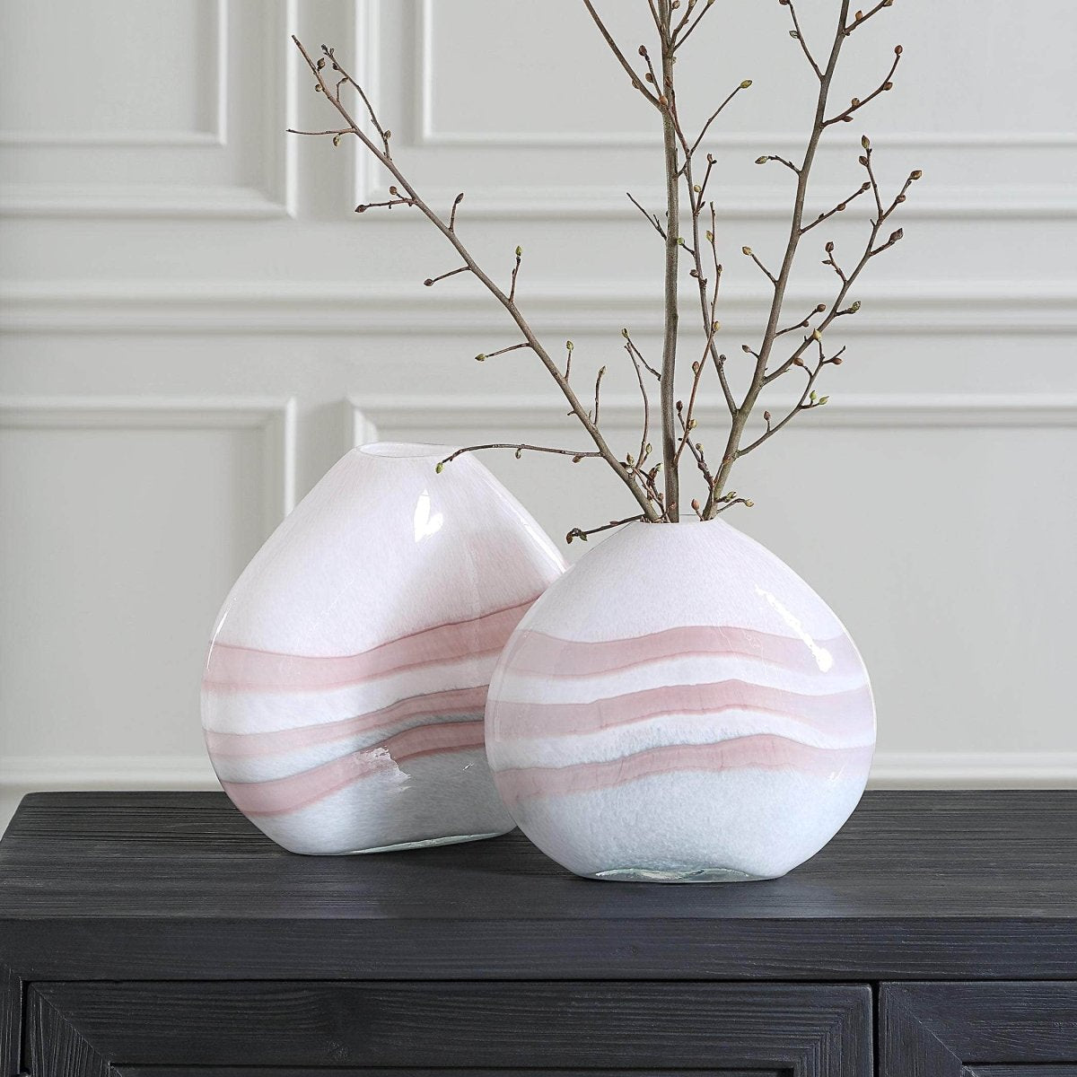 Blush Swirl Glass Vases, S/2 - Uttermost - Vases by Modest Hut