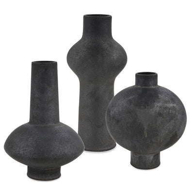 Charcoal Bloom Indoor-Outdoor Vases Set/3 - Vases