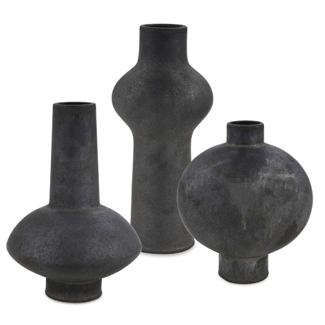Charcoal Bloom Indoor-Outdoor Vases Set/3 - Vases