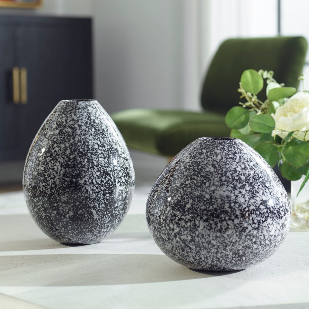 Cosmic Black & White Vases, Set/2 - Uttermost - Vases by Modest Hut