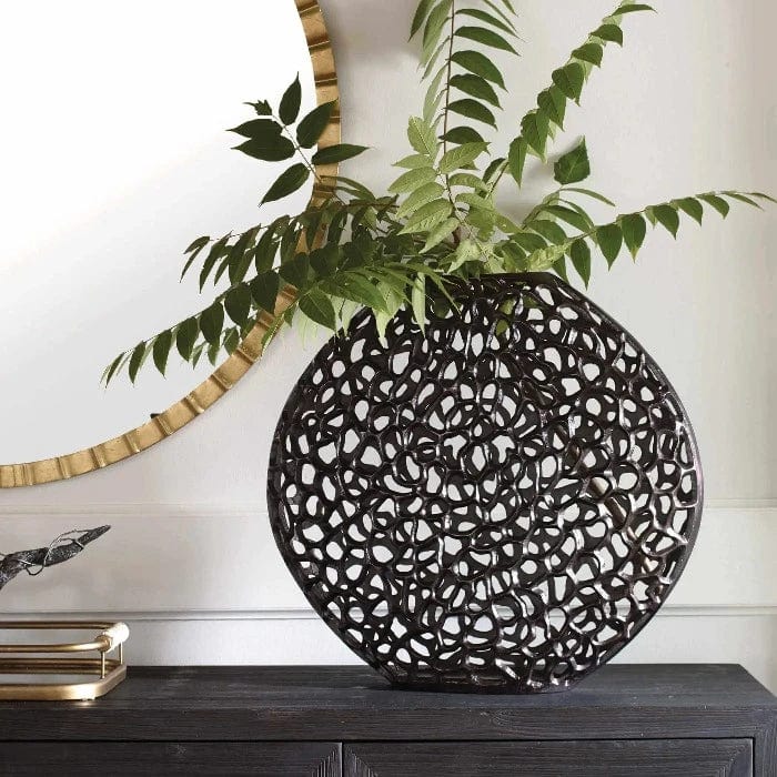 Dark Bronze Web Vase - Uttermost - Vases by Modest Hut