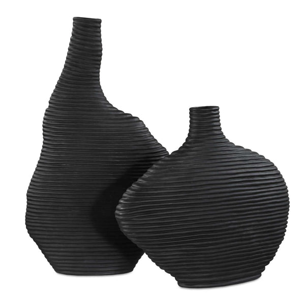 Duostacked Black Vases Set/2 - Uttermost - Vases by Modest Hut