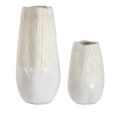 Echo Ridge White Vases Set/2 - Uttermost - Vases by Modest Hut