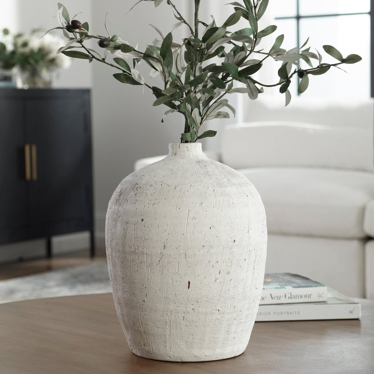 Floreana Medium White Vase - Uttermost - Vases by Modest Hut