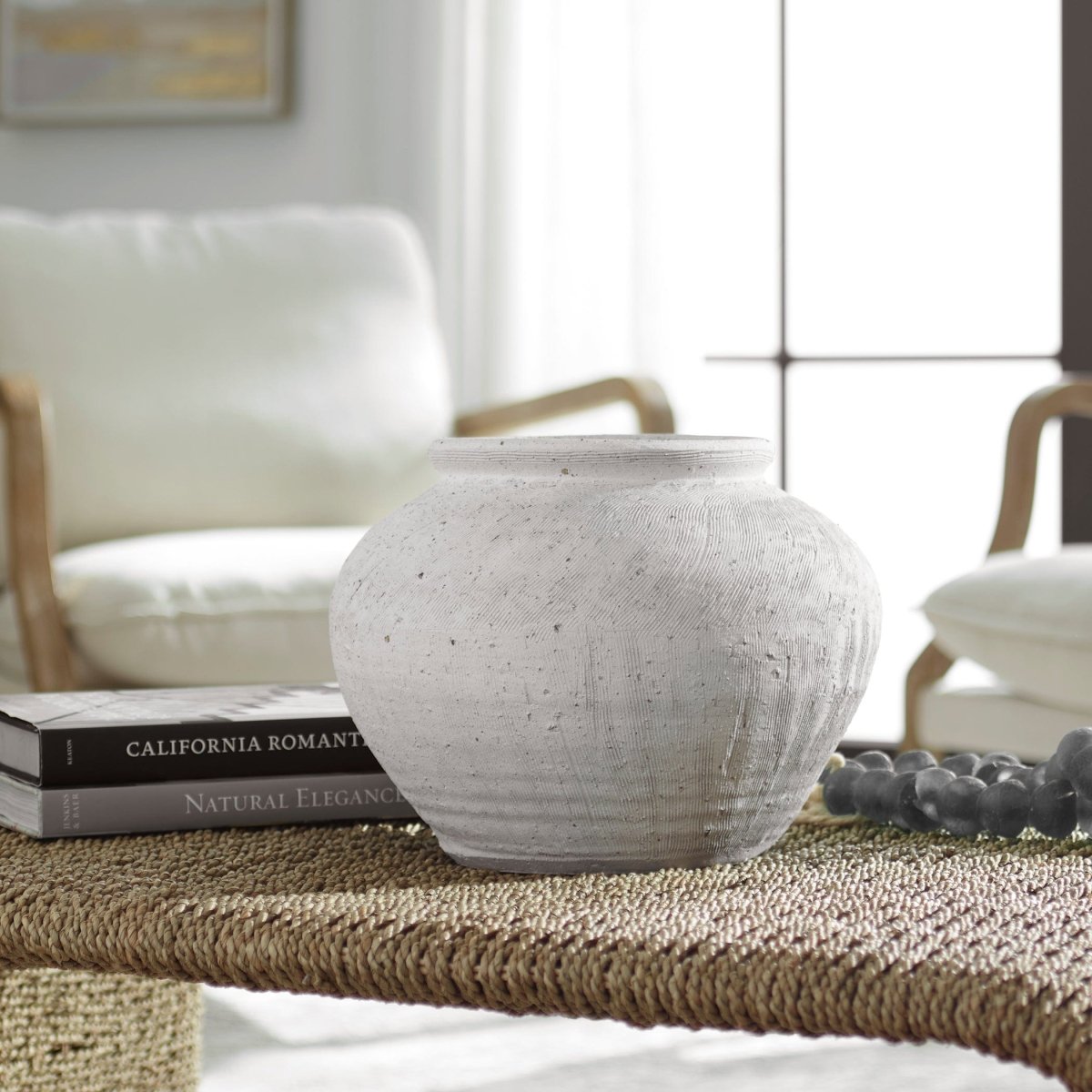 Floreana Round White Vase - Uttermost - Vases by Modest Hut