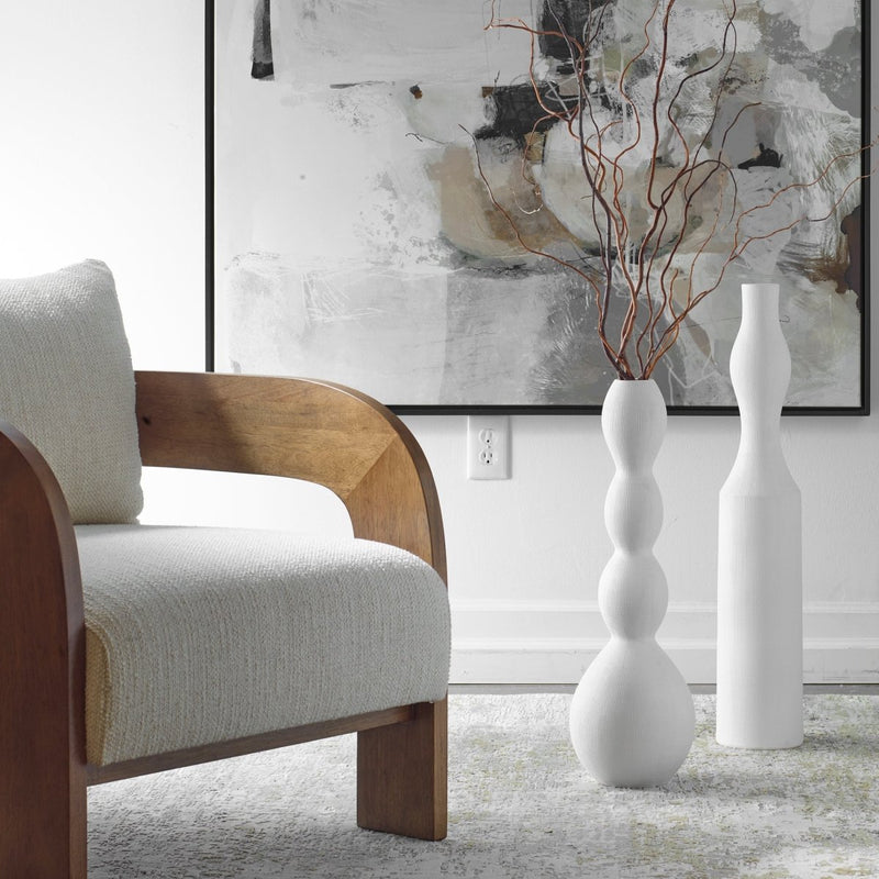 Forma White Ceramic Vases, Large, Set/2 - Uttermost - Vases by Modest Hut