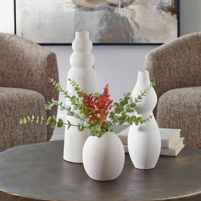 Forma White Ceramic Vases, Set/3 - Uttermost - Vases by Modest Hut