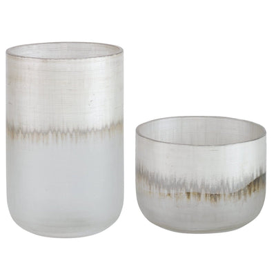 Frost Silver Drip Glass Vases, Set/2 - Uttermost - Vases by Modest Hut