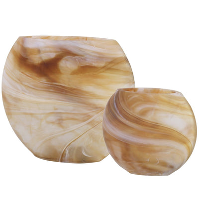 Fusion Swirled Caramel & Ivory Vases, Set/2 - Uttermost - Vases by Modest Hut