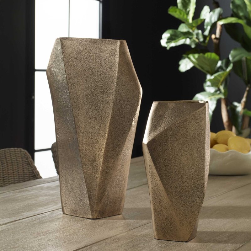 GeoForm Indoor-Outdoor Brass Vases Set/2 - Vases