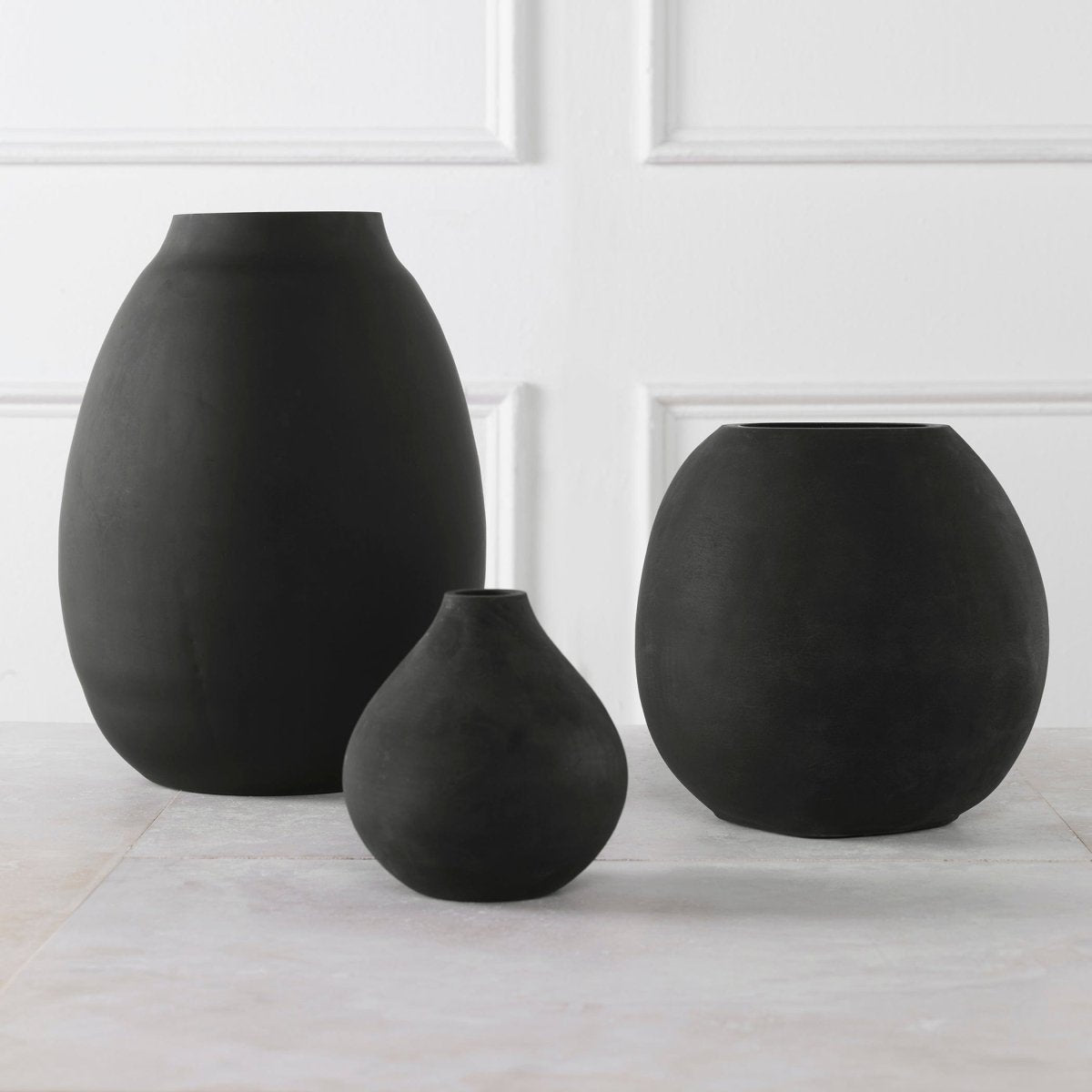 Hearth Matte Black Vases, Set/3 - Uttermost - Vases by Modest Hut