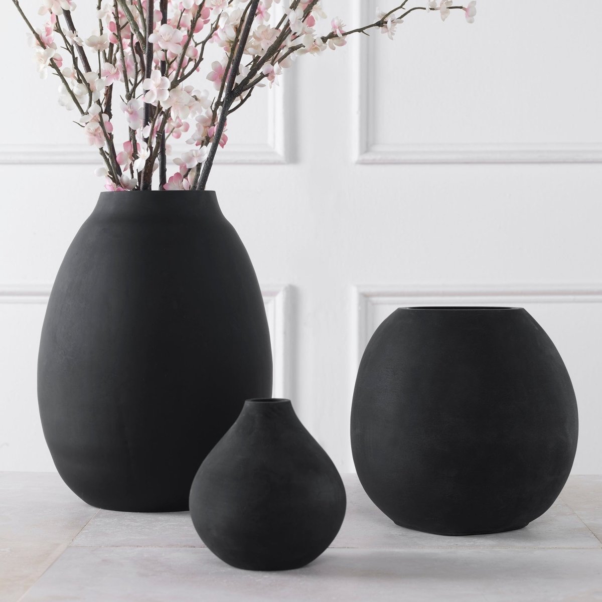 Hearth Matte Black Vases, Set/3 - Uttermost - Vases by Modest Hut