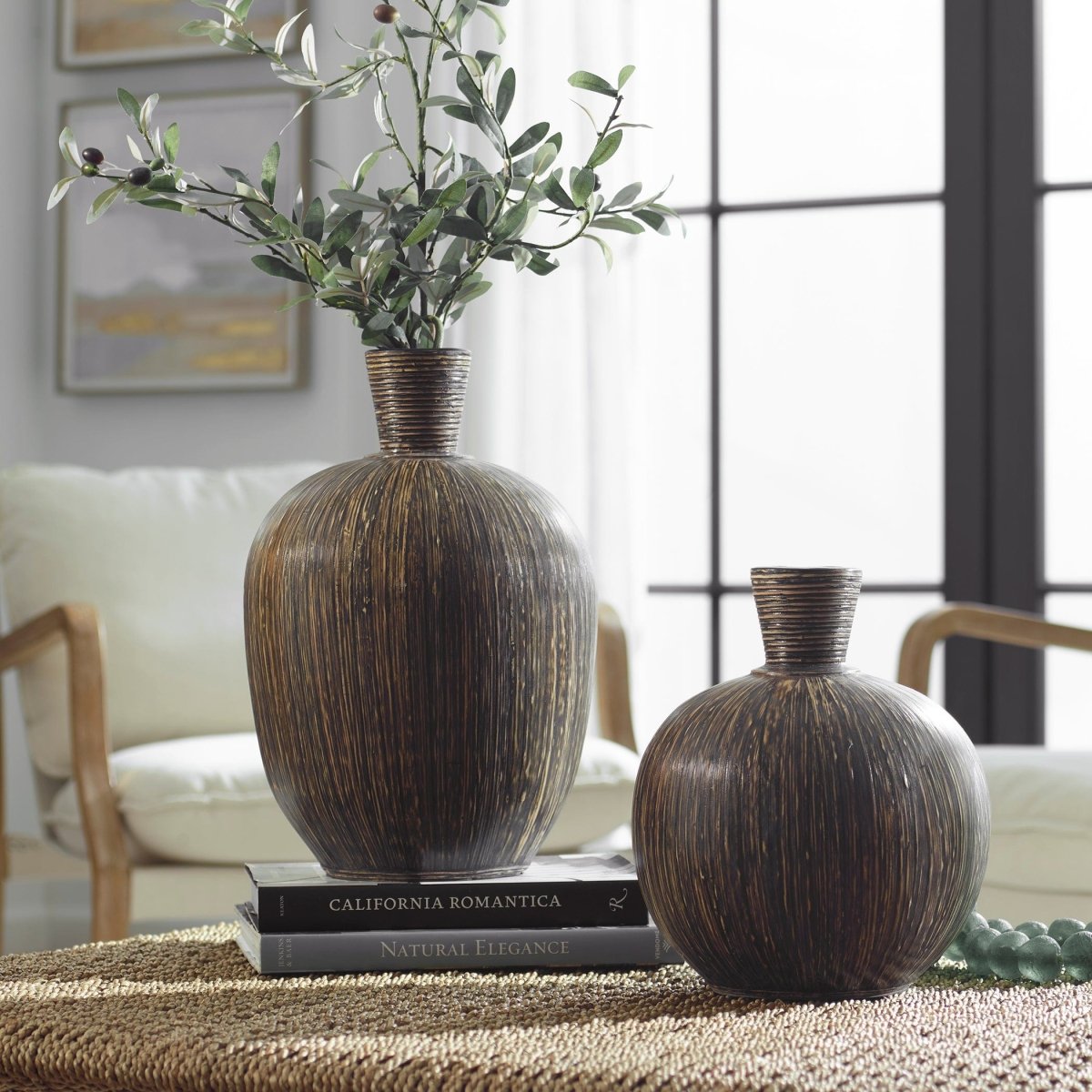 Islander Black Vases S/2 - Uttermost - Vases by Modest Hut