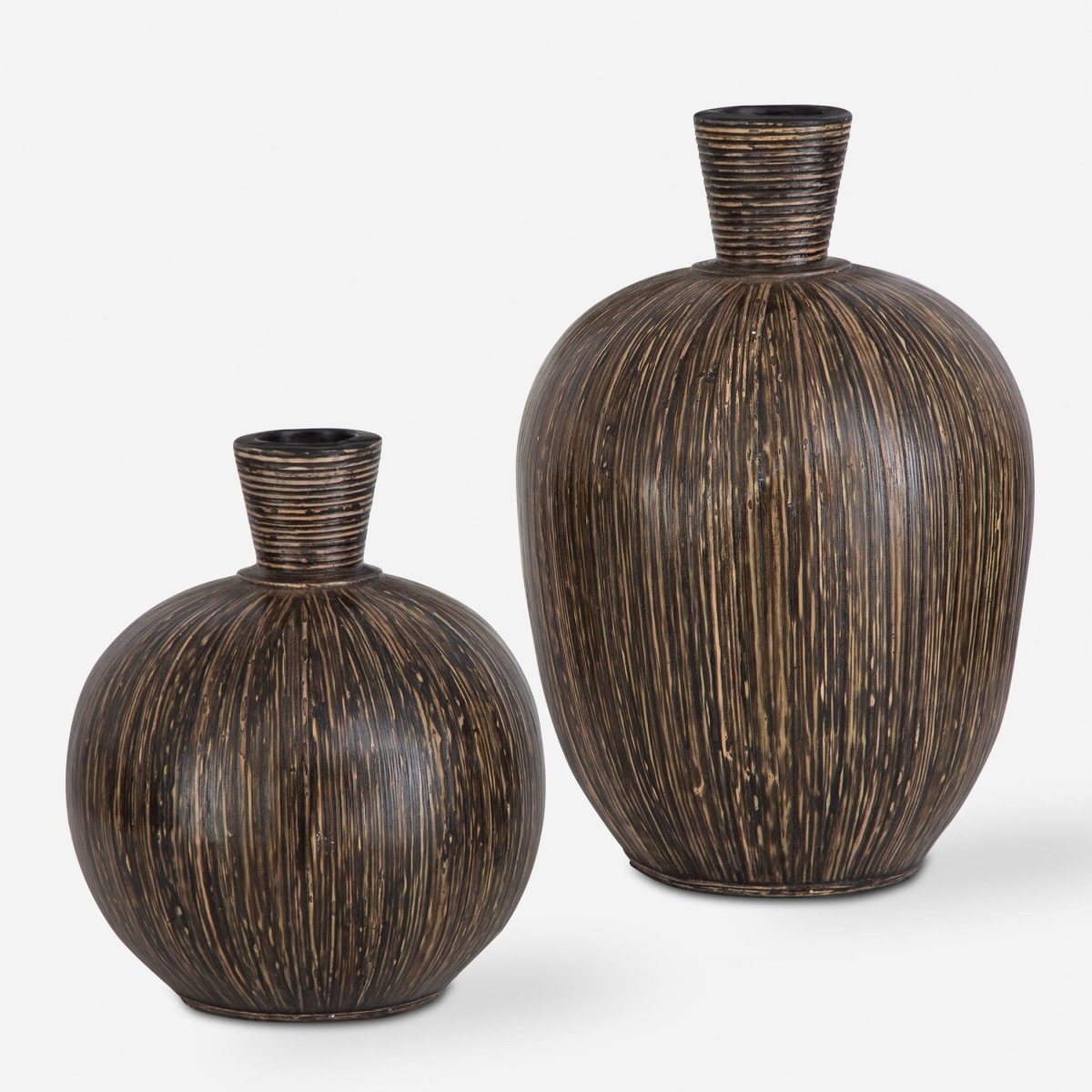 Islander Black Vases S/2 - Uttermost - Vases by Modest Hut