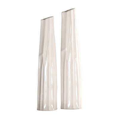 Kenlie Crackled White Vases (Set of 2) - Uttermost - Vases by Modest Hut