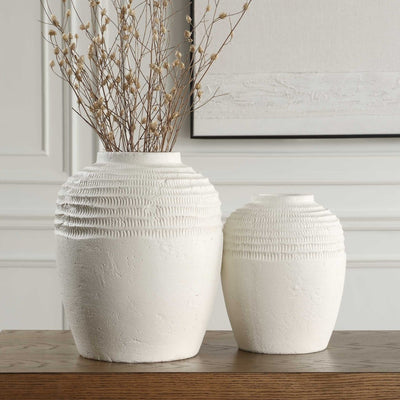 Luna Ridge White Ceramic Vases Set/2 - Uttermost - Vases by Modest Hut