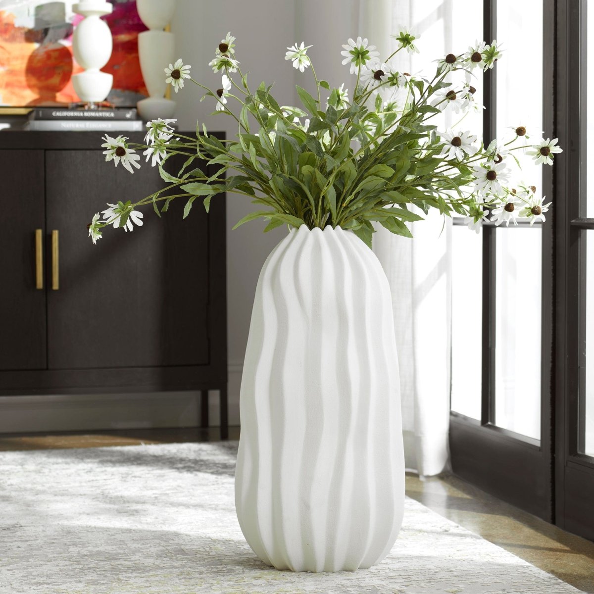 Merritt White Floor Vase - Uttermost - Vases by Modest Hut