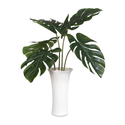 Muse Monstera White Vase Centerpiece - Vases
