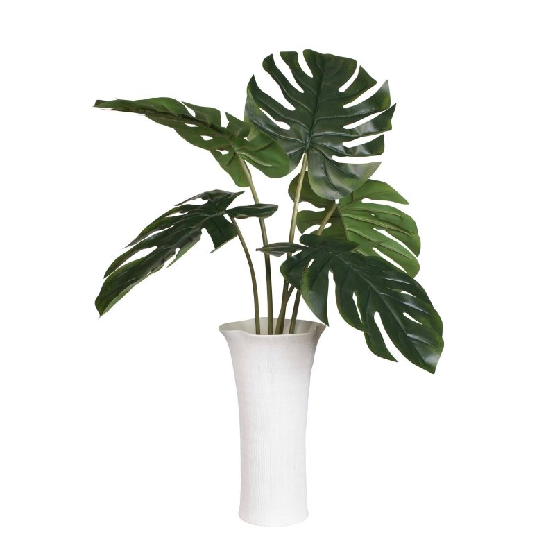 Muse Monstera White Vase Centerpiece - Vases