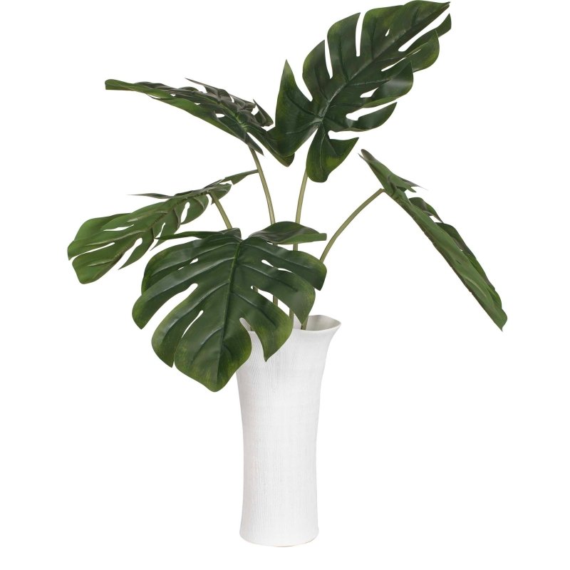 Muse Monstera White Vase Centerpiece - Vases