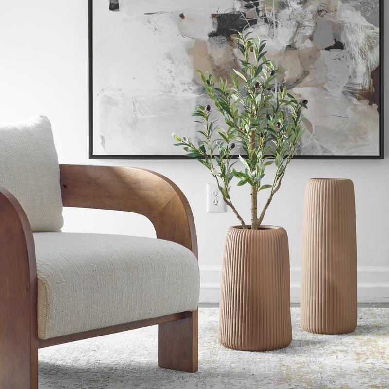Ridge Light Brown Vases, Set/2 - Uttermost - Vases by Modest Hut