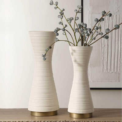 Ridgeline White Vases, S/2 - Uttermost - Vases by Modest Hut