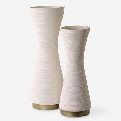 Ridgeline White Vases, S/2 - Uttermost - Vases by Modest Hut
