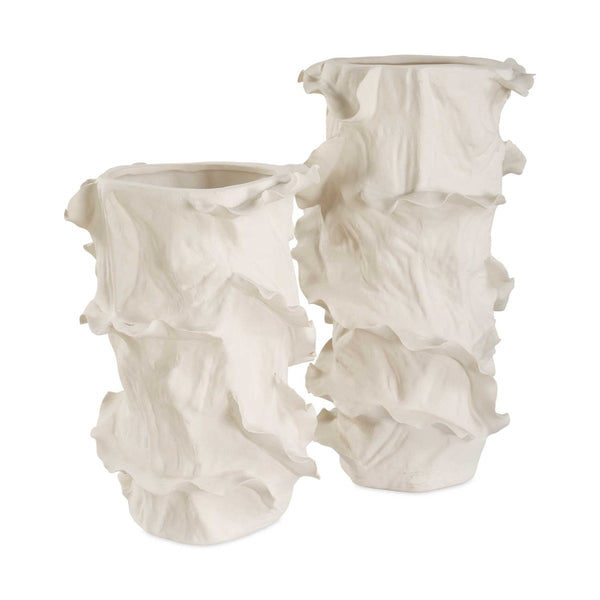 Ripple Crest White Vases Set/2 - Uttermost - Vases by Modest Hut