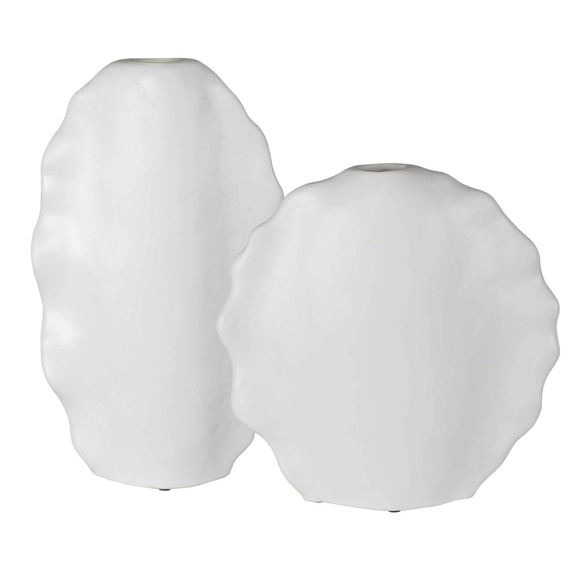 Ruffled Feathers Modern White Vases, S/2 - Uttermost - Vases by Modest Hut