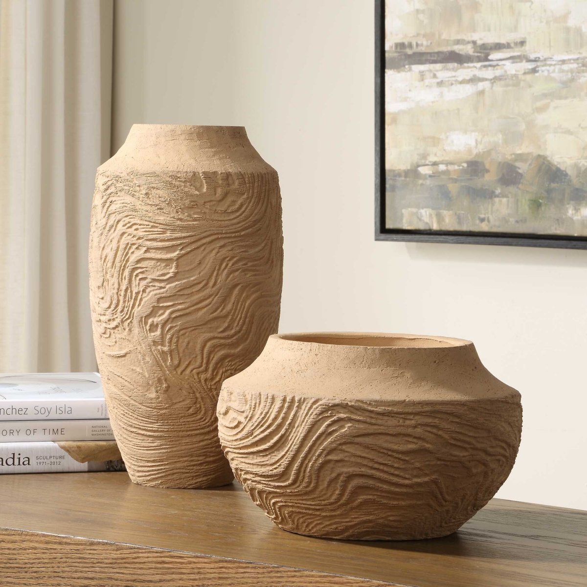Sandstone Flow Large Terracotta Vase - Uttermost - Vases by Modest Hut