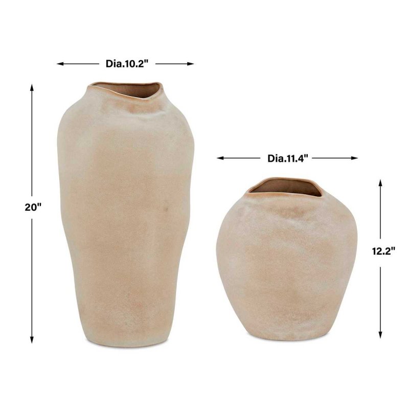 Dimension guide for the Shadow Play Buff Indoor-Outdoor Vases Set of 2