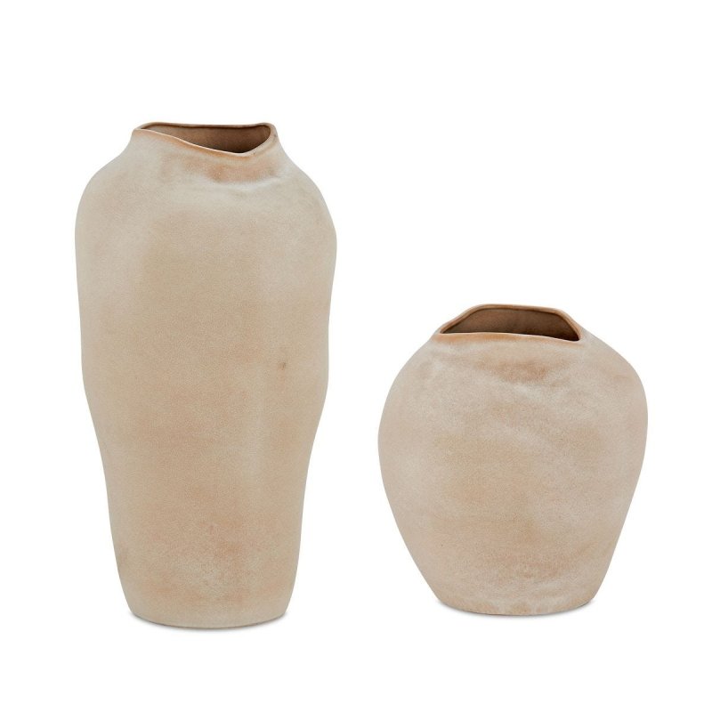 Shadow Play Buff Indoor-Outdoor Vases Set of 2 by Uttermost on a white background