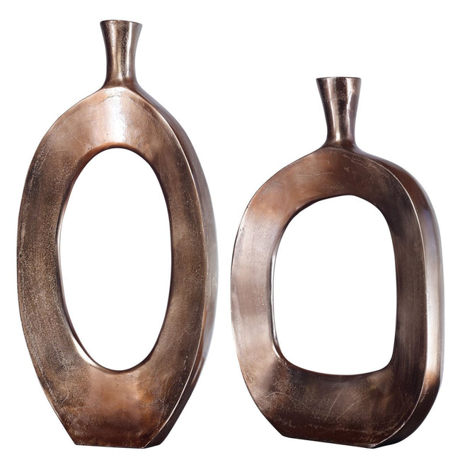 Textured Bronze Kylen Vases (S/2) - Uttermost - Vases by Modest Hut