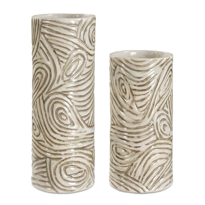 Timber Swirl Earth Tone Vases Set/2 - Uttermost - Vases by Modest Hut
