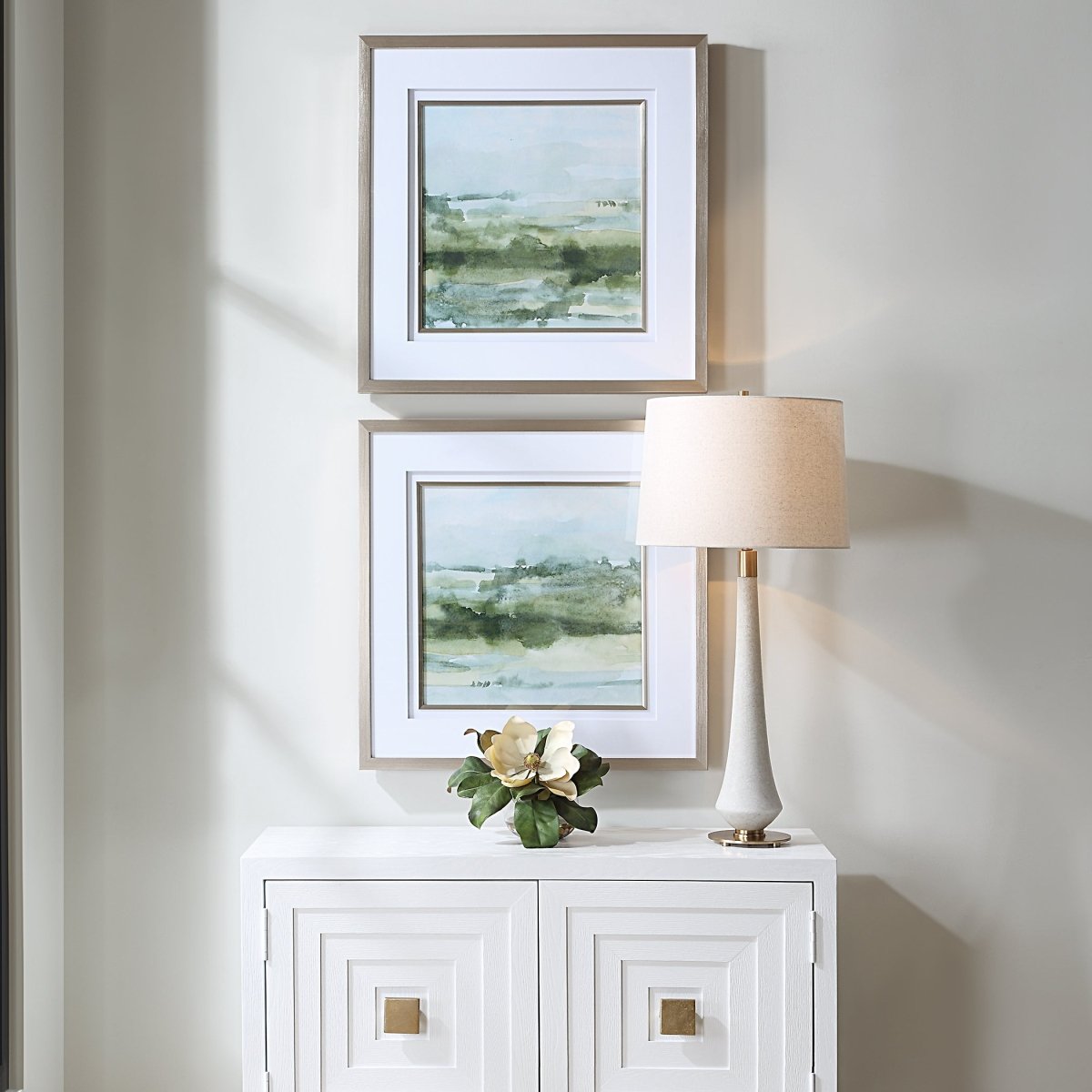 Soft Sage Abstract Landscape Prints Set/2 - Uttermost - Wall Arts by Modest Hut