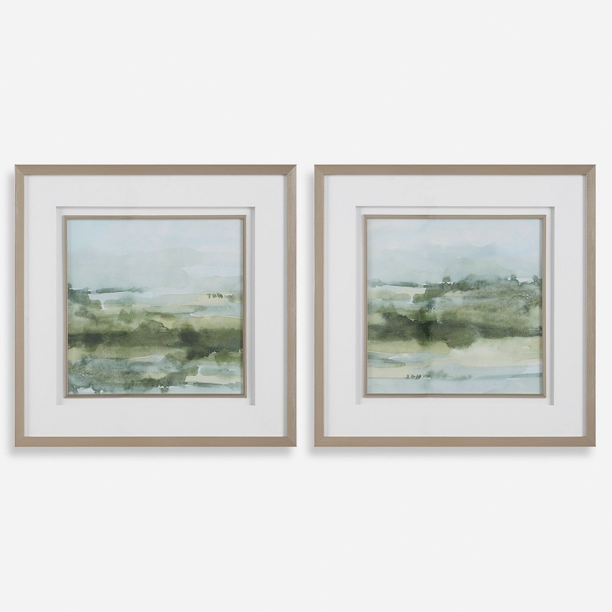 Soft Sage Abstract Landscape Prints Set/2 - Uttermost - Wall Arts by Modest Hut