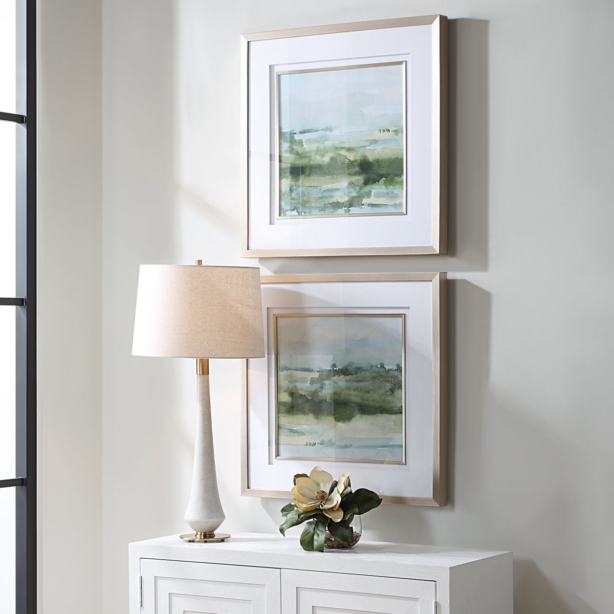 Soft Sage Abstract Landscape Prints Set/2 - Uttermost - Wall Arts by Modest Hut