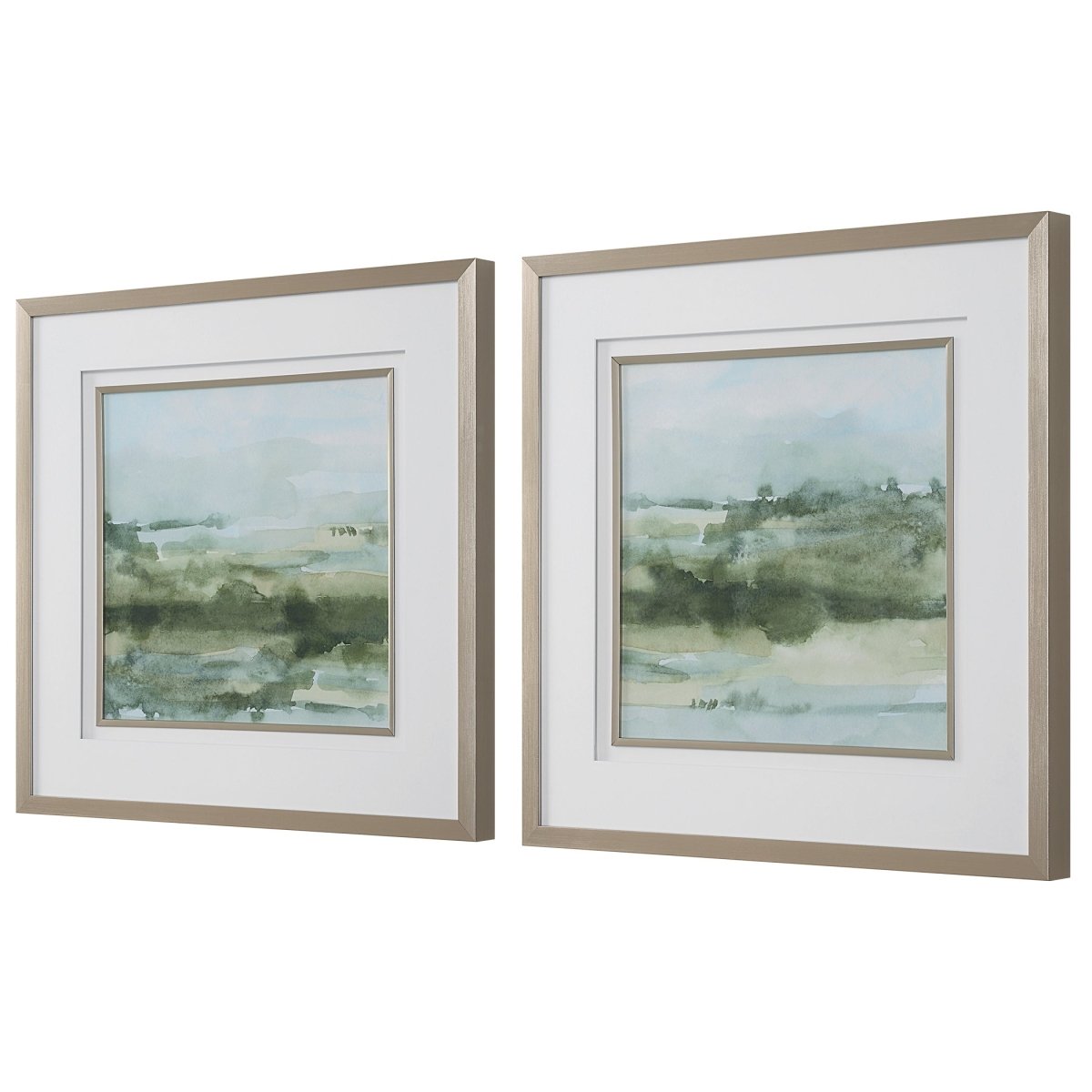 Soft Sage Abstract Landscape Prints Set/2 - Uttermost - Wall Arts by Modest Hut