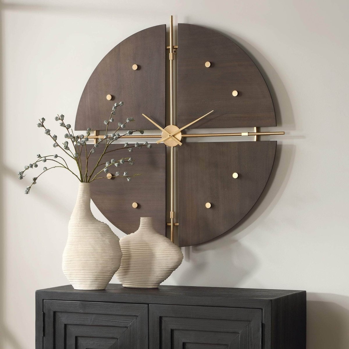 Walnut Elegance Wall Clock - Uttermost - Wall Clocks by Modest Hut