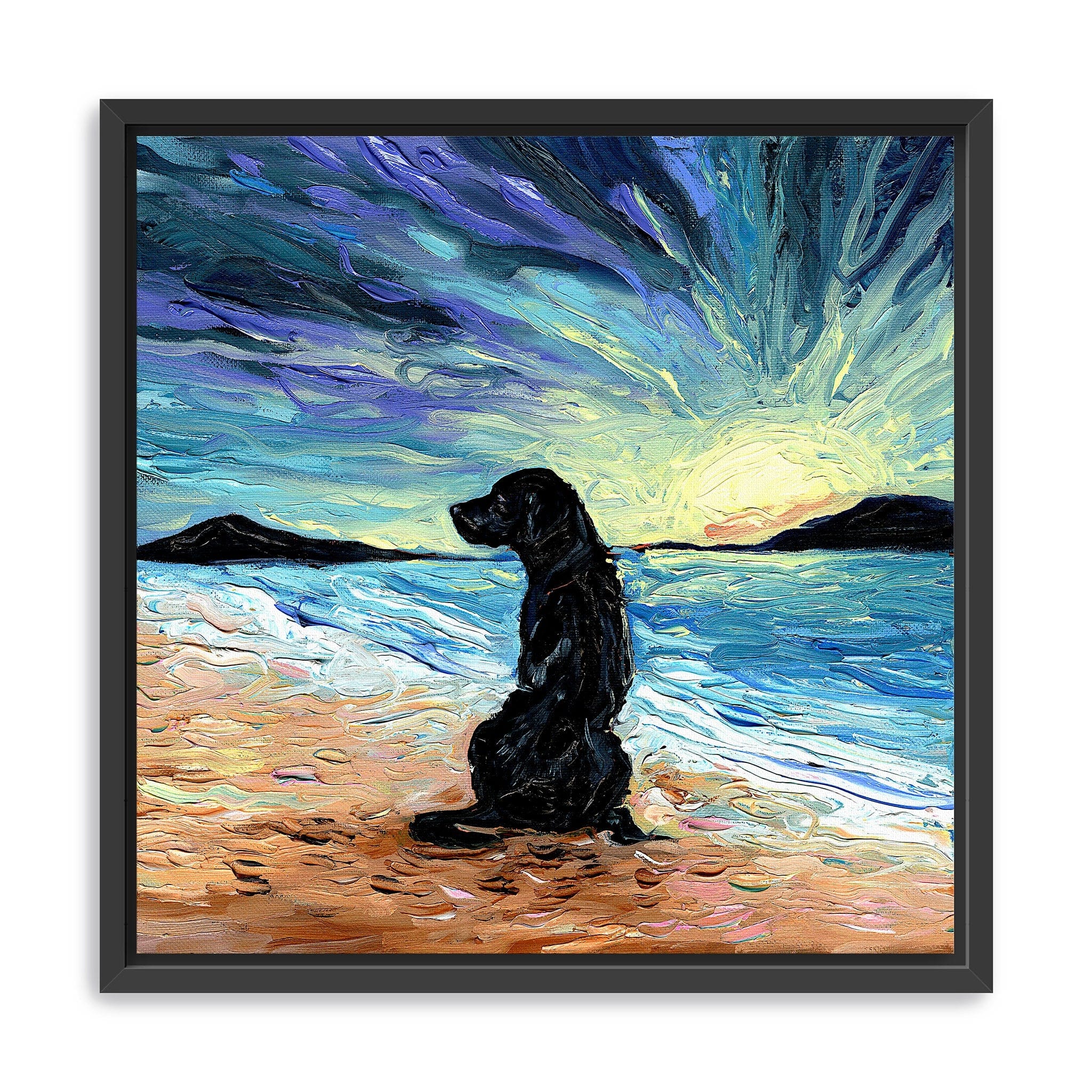 Beach Days - Black Labrador Canvas Wall Art Lumaprints