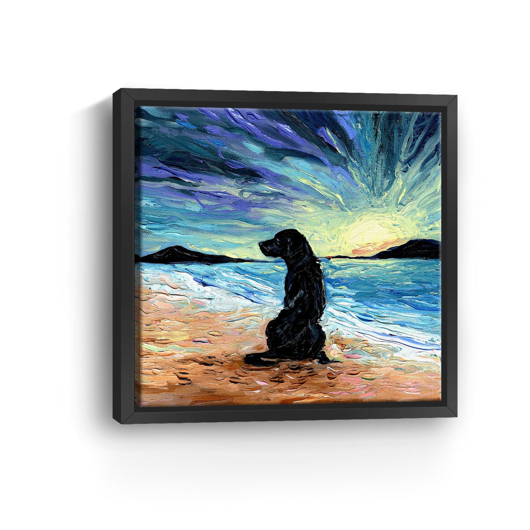 Beach Days - Black Labrador Canvas Wall Art Lumaprints