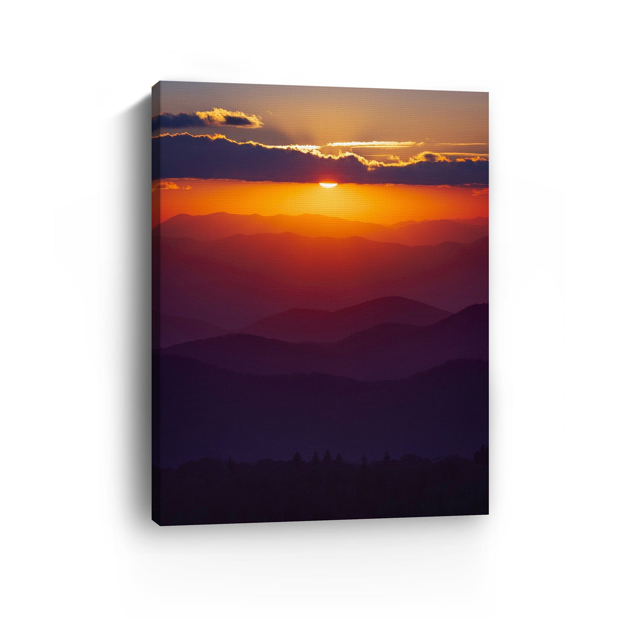 Smoky Mountains - Mountain Ridges Sunset Canvas Wall Art Lumaprints
