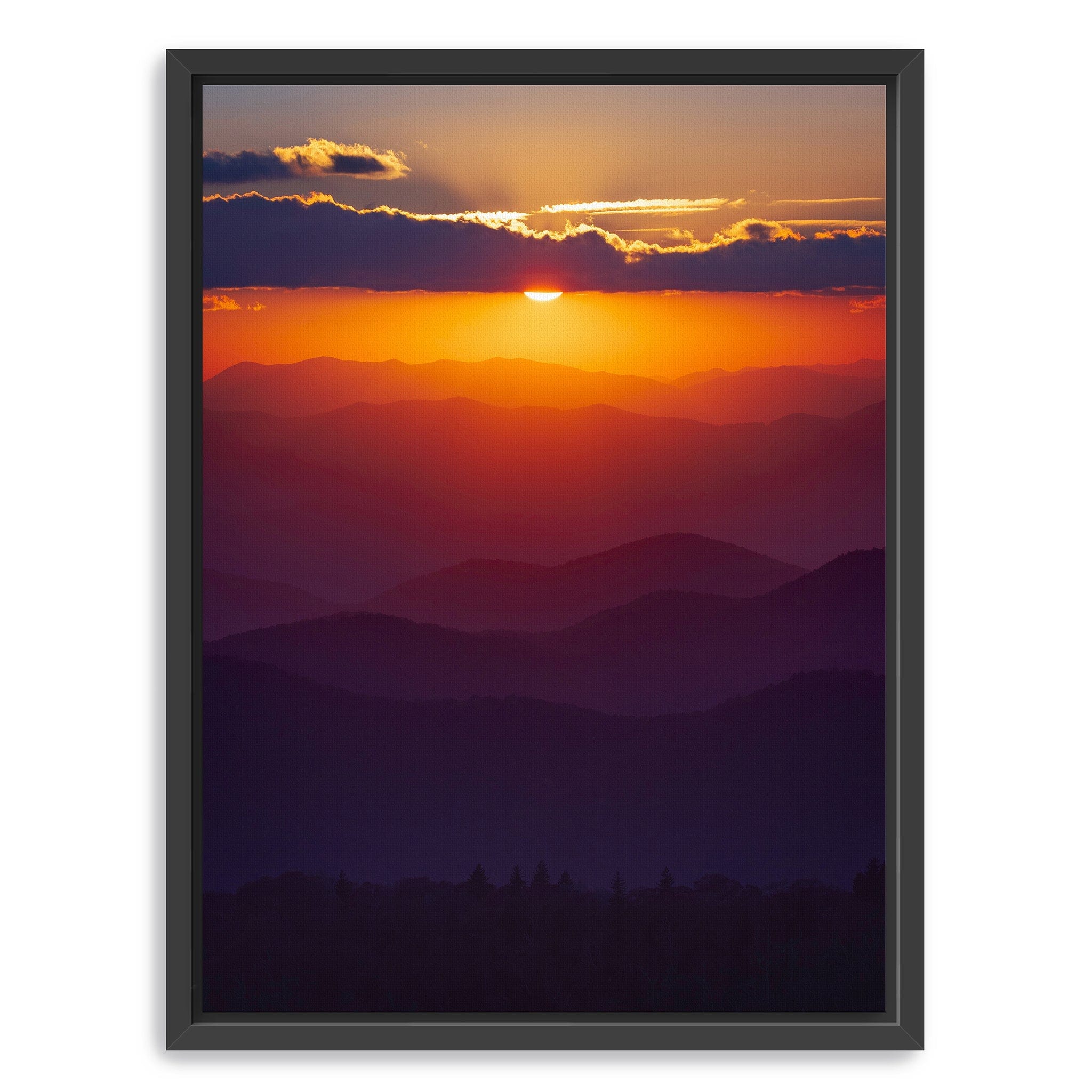 Smoky Mountains - Mountain Ridges Sunset Canvas Wall Art Lumaprints