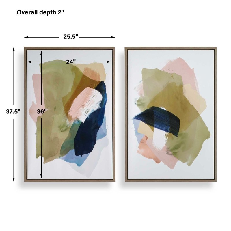 Abstract Afternoon Framed Canvases Set 2 by Uttermost dimensions diagram