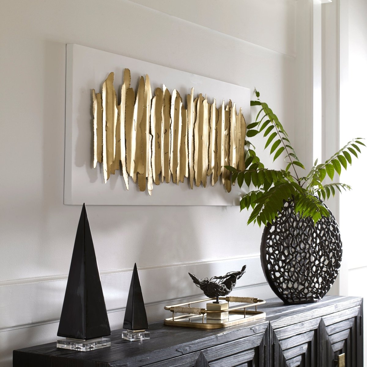 Lev White Iron Wall Decor - Uttermost - Wall Decor by Modest Hut