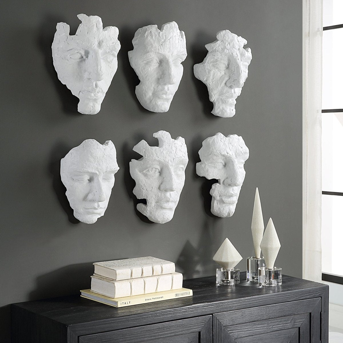 Self - Portrait White Mask Wall Decor, Set/6 - Uttermost - Wall Decor by Modest Hut
