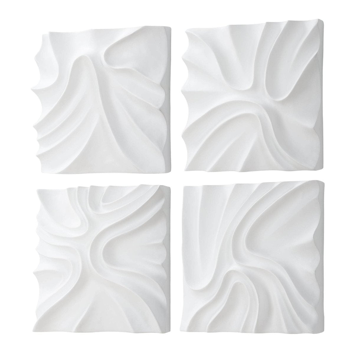 Snowdrift Scultped White Wall Decor, S/4 - Uttermost - Wall Decor by Modest Hut