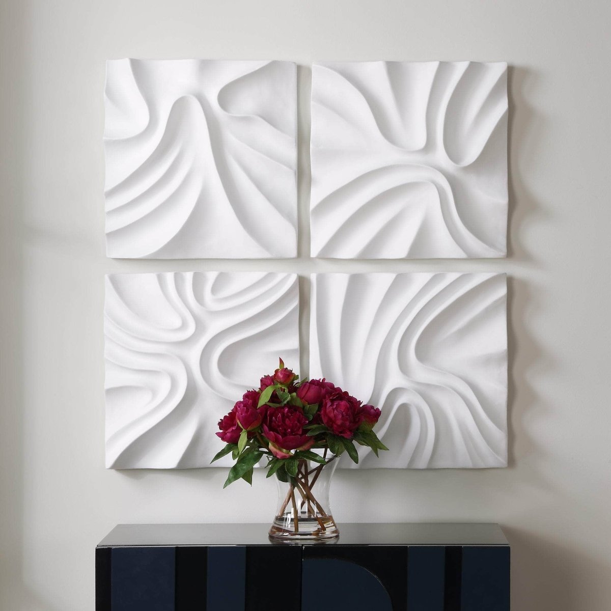 Snowdrift Scultped White Wall Decor, S/4 - Uttermost - Wall Decor by Modest Hut